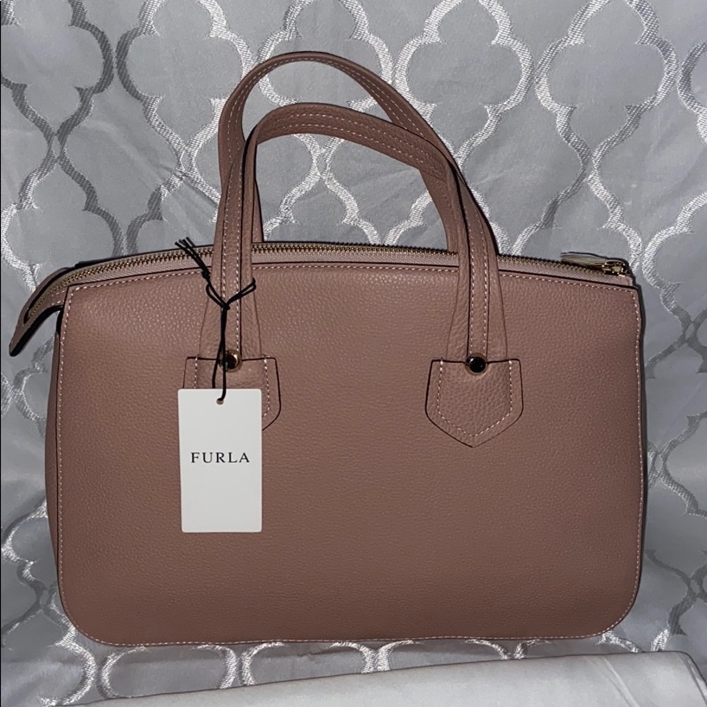 FURLA Giada blush pink leather handbag